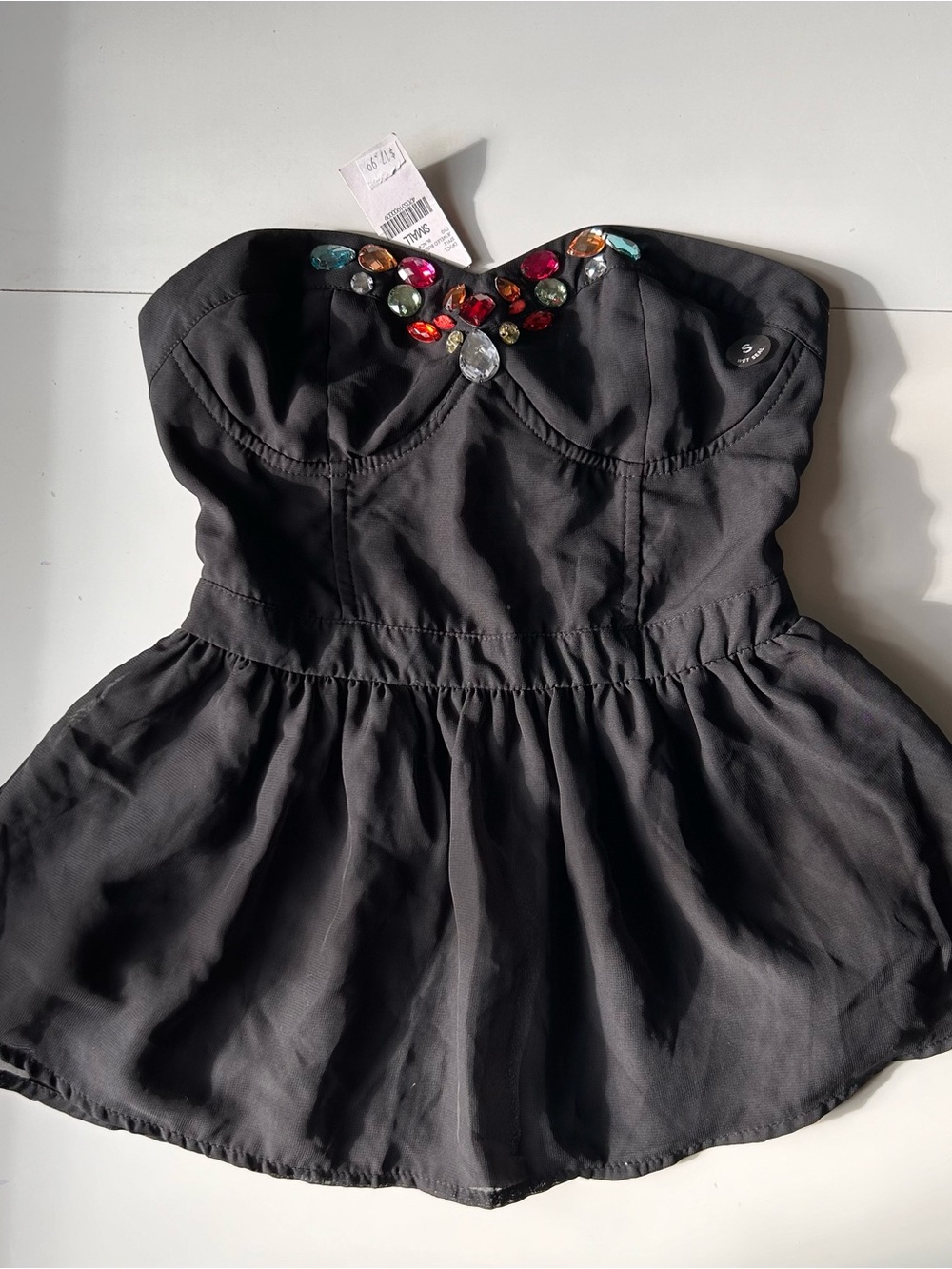 PacSun Black Strapless Jeweled Bustier Top